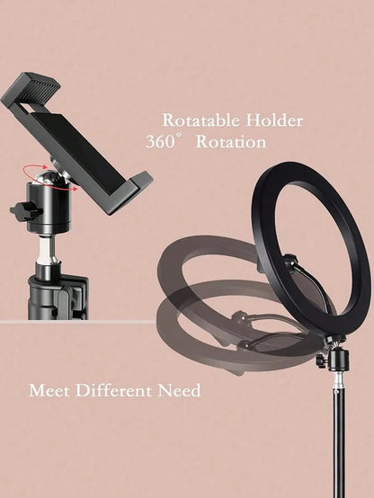 110cm tripod stand+O-clip, equipped with 10 inch live streaming ring fill light and selfie live streaming artifact
