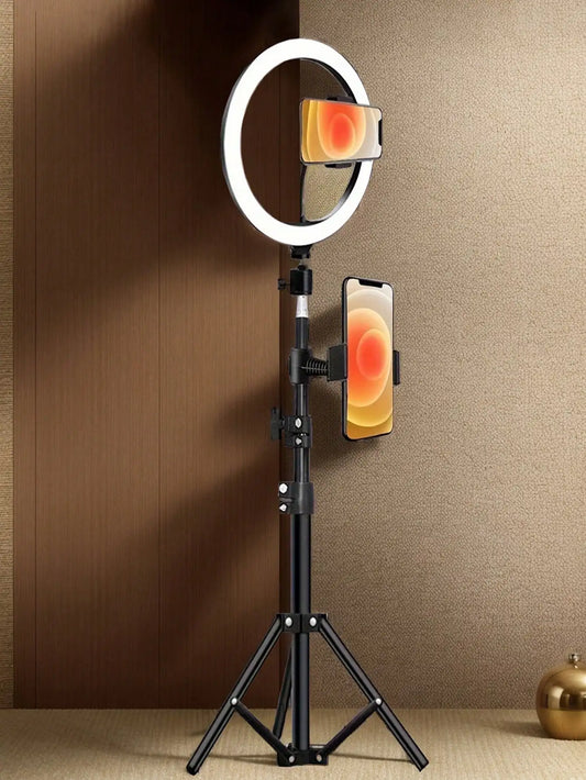 110cm tripod stand+O-clip, equipped with 10 inch live streaming ring fill light and selfie live streaming artifact
