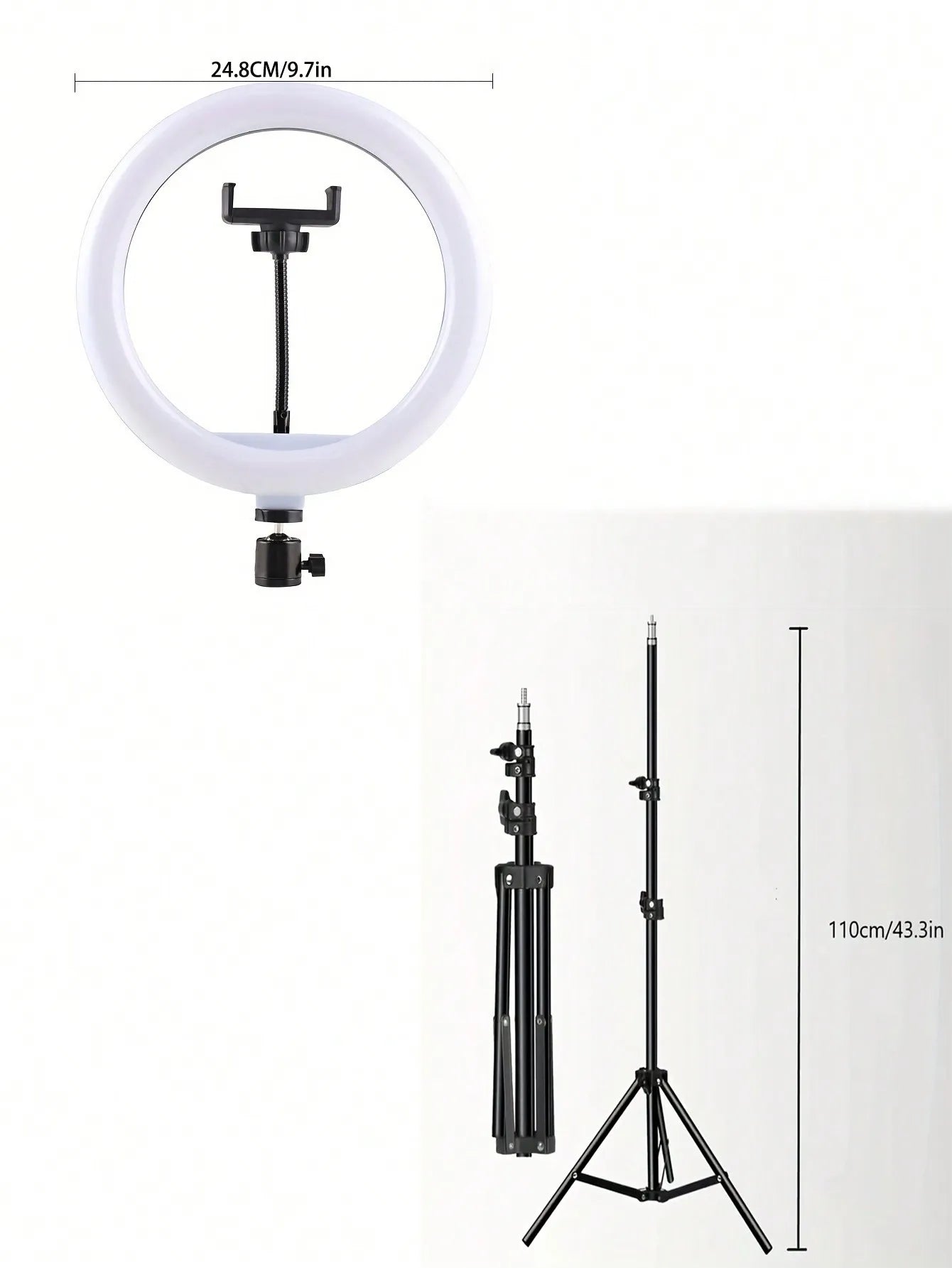 110cm tripod stand+O-clip, equipped with 10 inch live streaming ring fill light and selfie live streaming artifact