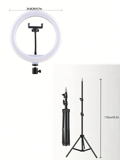 110cm tripod stand+O-clip, equipped with 10 inch live streaming ring fill light and selfie live streaming artifact